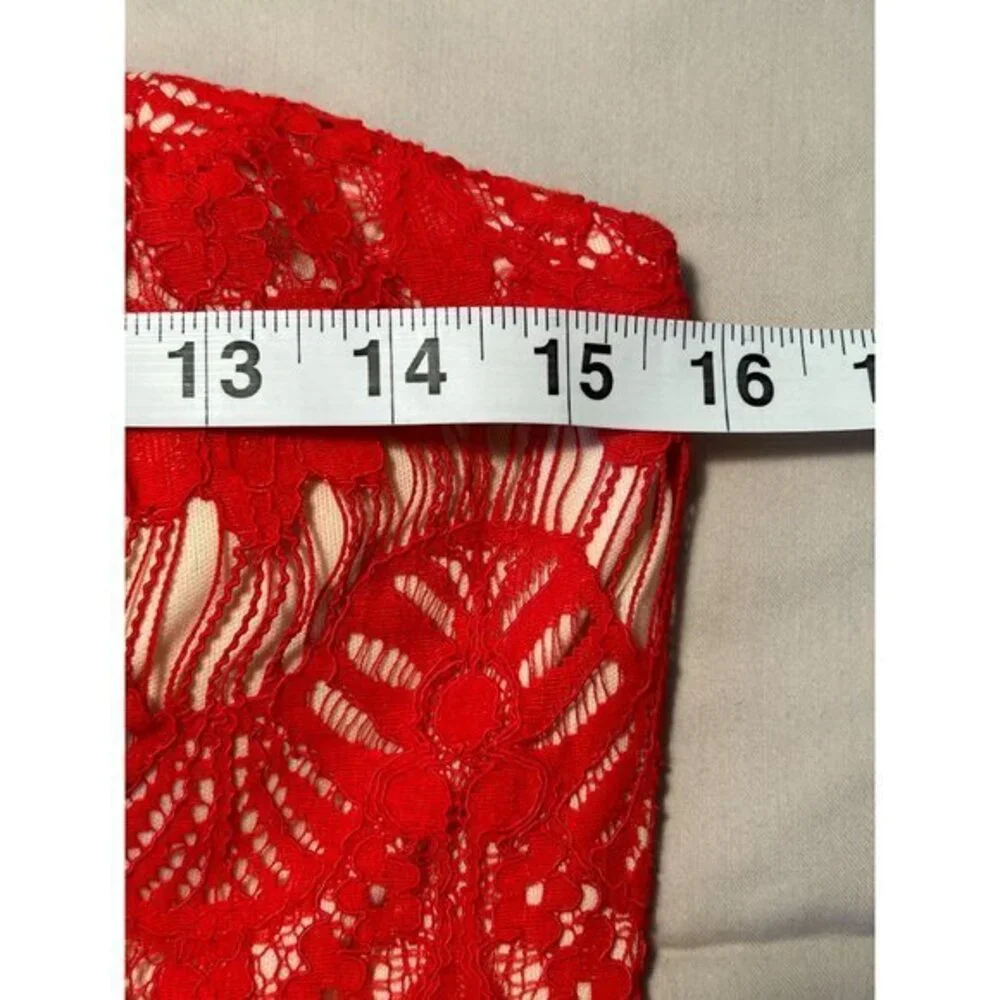 Juniors Red Lace Strapless Mini Dress‎ Lined Tulle  Size 9/10 Homecoming Party